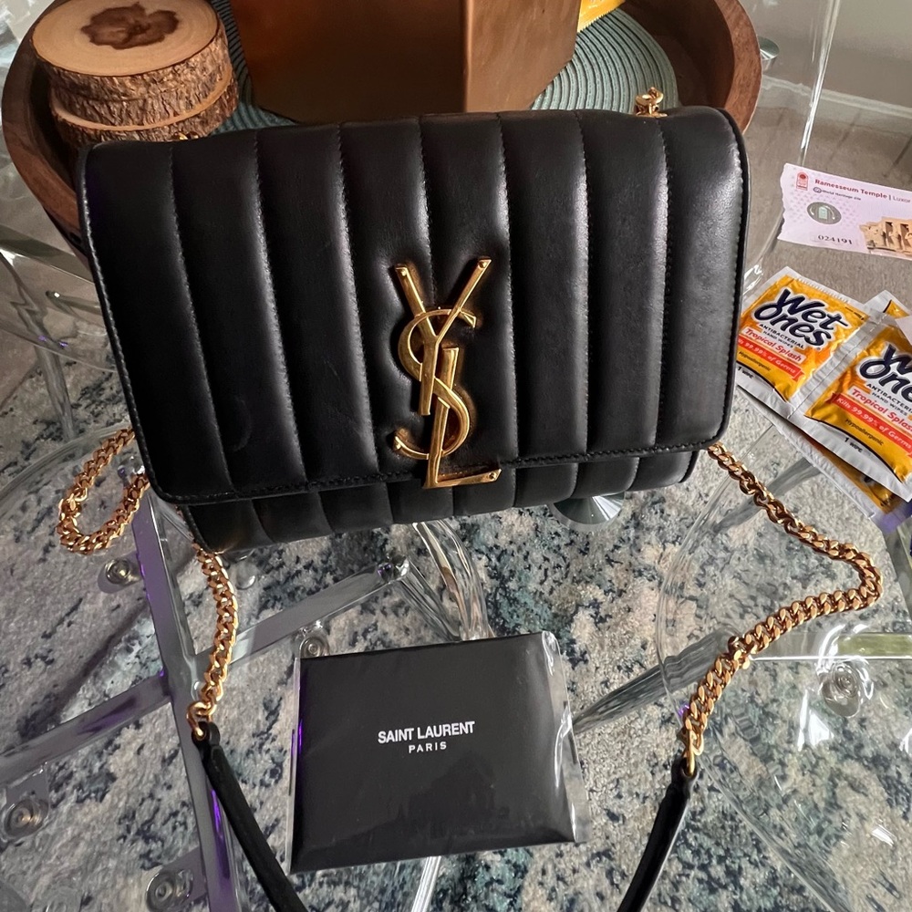 Black YSL gold chain shoulder bag